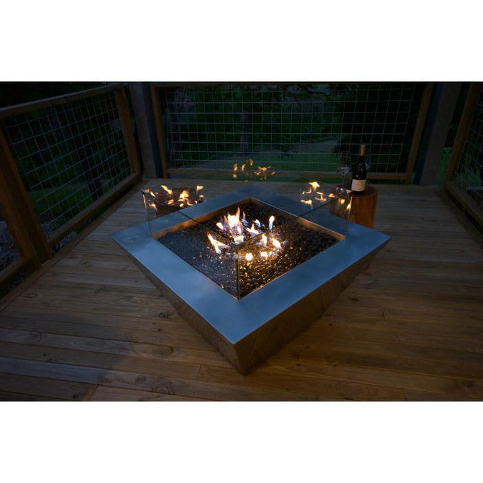 Gas Fire Pit Square Stainless Steel 1m
