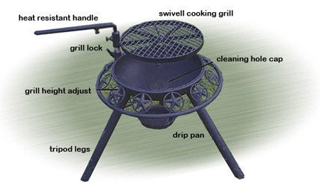 BBQ, Fire Pit, Spit Rotisserie - 1.2m - Black