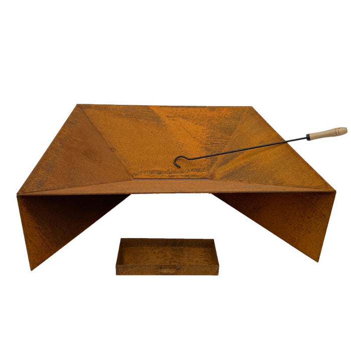 Fuji Steel Fire Pit & Ashtray - Square - 70cm - Rust