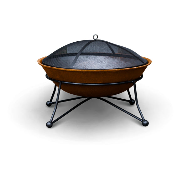 Art Deco Cast Iron Fire Pit 75cm & Ember Screen Bundle — Fire Pits Direct