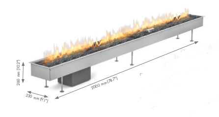 Galio Gas Fire Pit Insert Linear 2000 Automatic