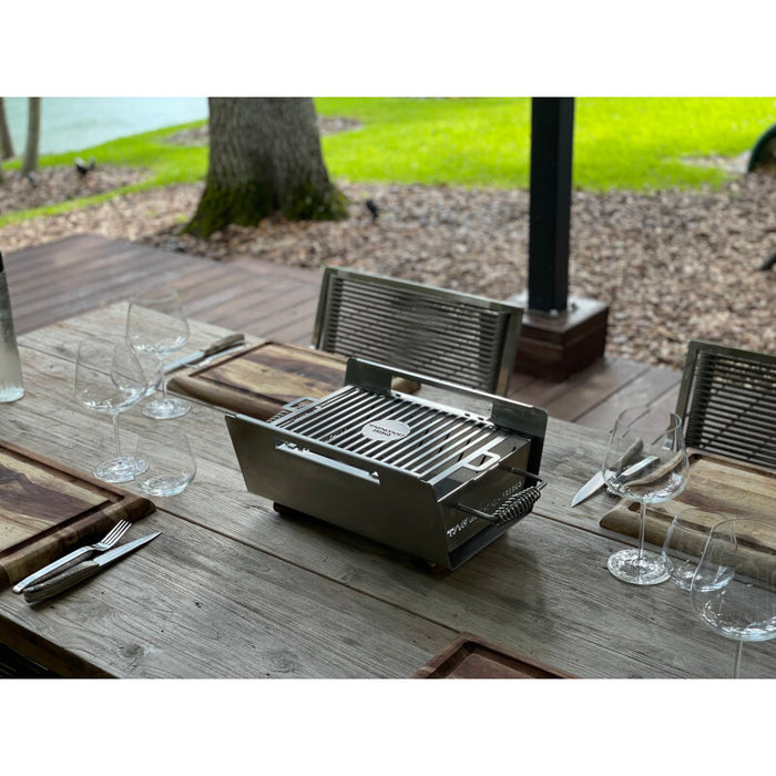 TAGWOOD BBQ Table Top Warming Brazier | Stainless steel and Acacia wood