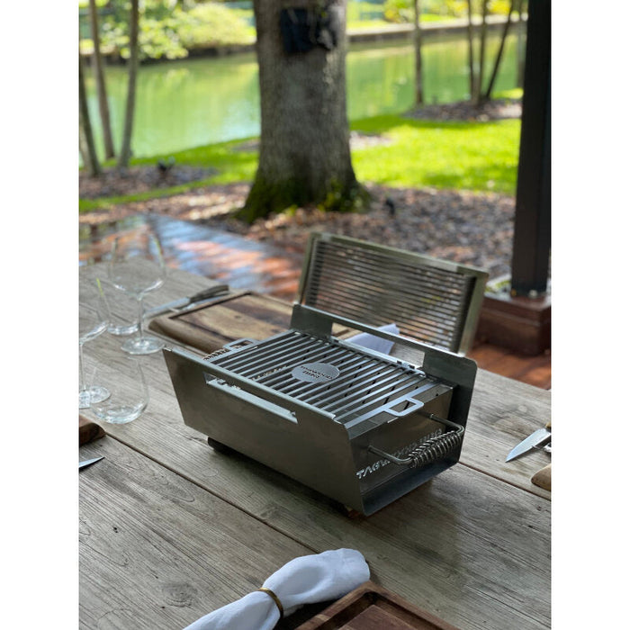 TAGWOOD BBQ Table Top Warming Brazier | Stainless steel and Acacia wood