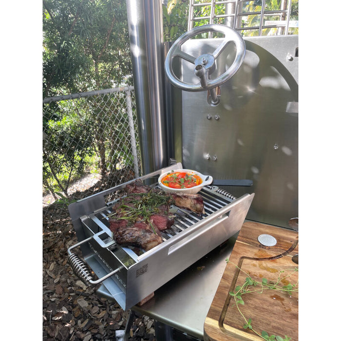 TAGWOOD BBQ Table Top Warming Brazier | Stainless steel and Acacia wood