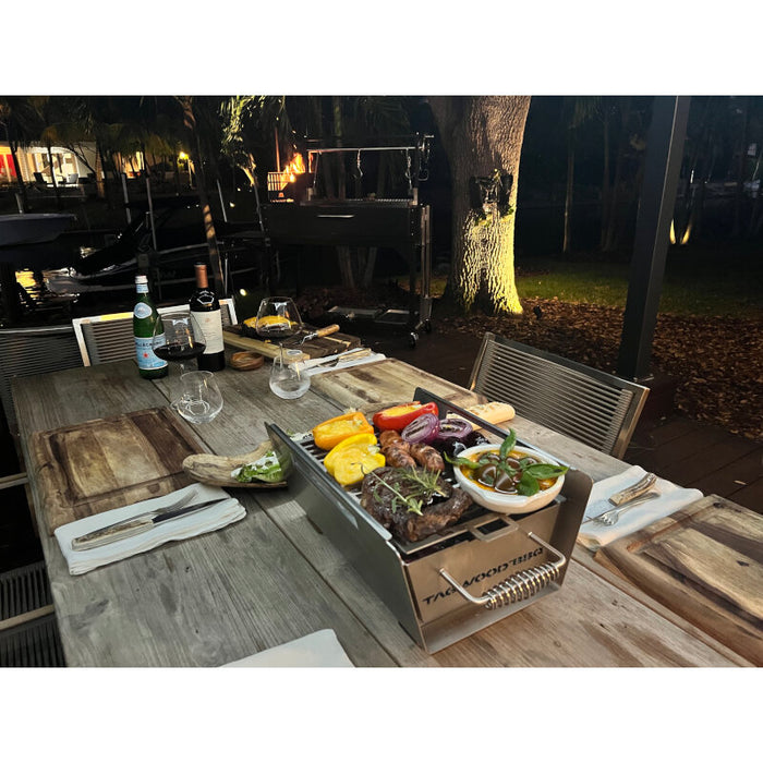 TAGWOOD BBQ Table Top Warming Brazier | Stainless steel and Acacia wood