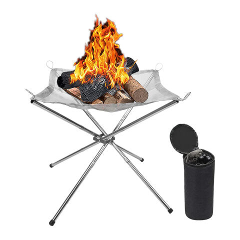 Fold Up Fire Pit Stainless Steel Mesh Camping Fire Pit