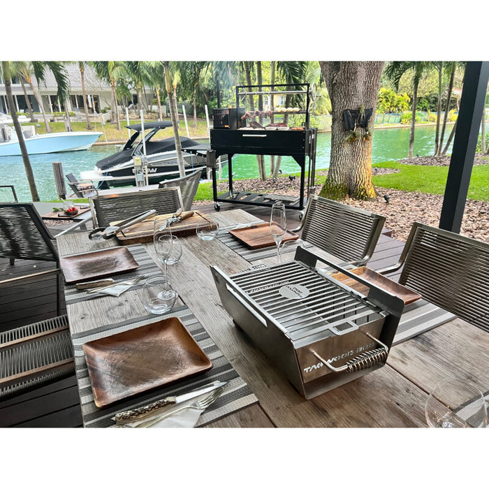 TAGWOOD BBQ Table Top Warming Brazier | Stainless steel and Acacia wood
