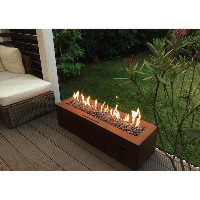 Galio Linear Gas Fire Pit Corten Automatic