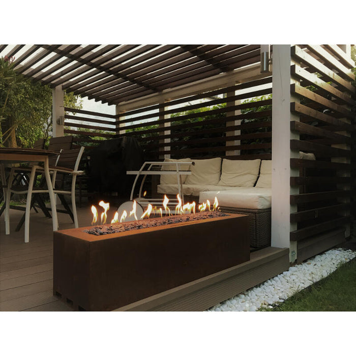 Galio Linear Gas Fire Pit Corten Automatic