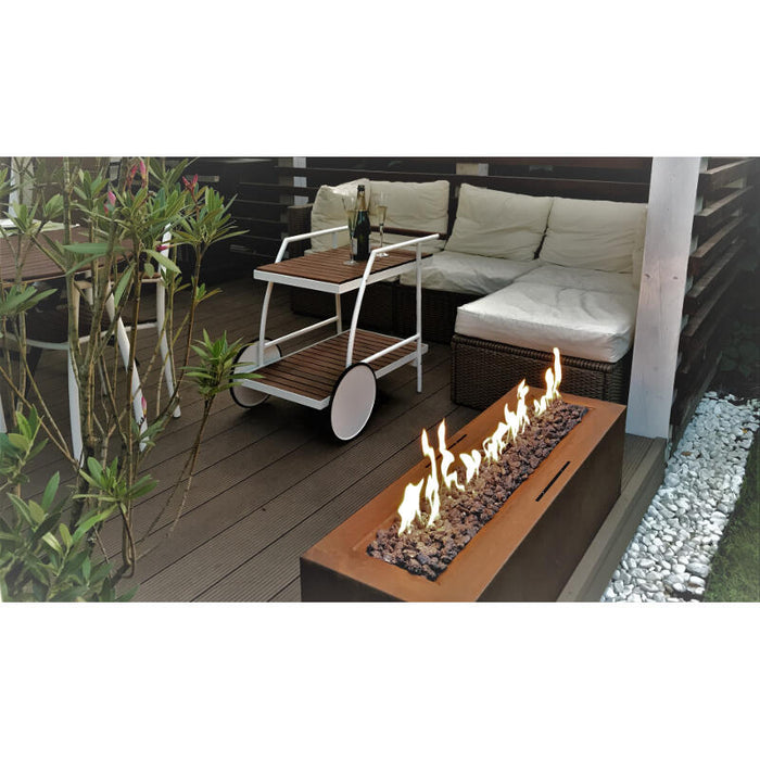 Galio Linear Gas Fire Pit Corten Automatic