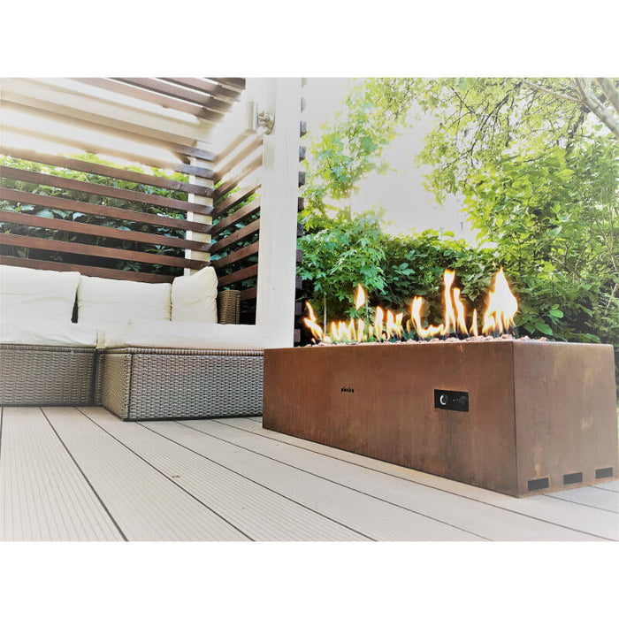 Galio Linear Gas Fire Pit Corten Automatic