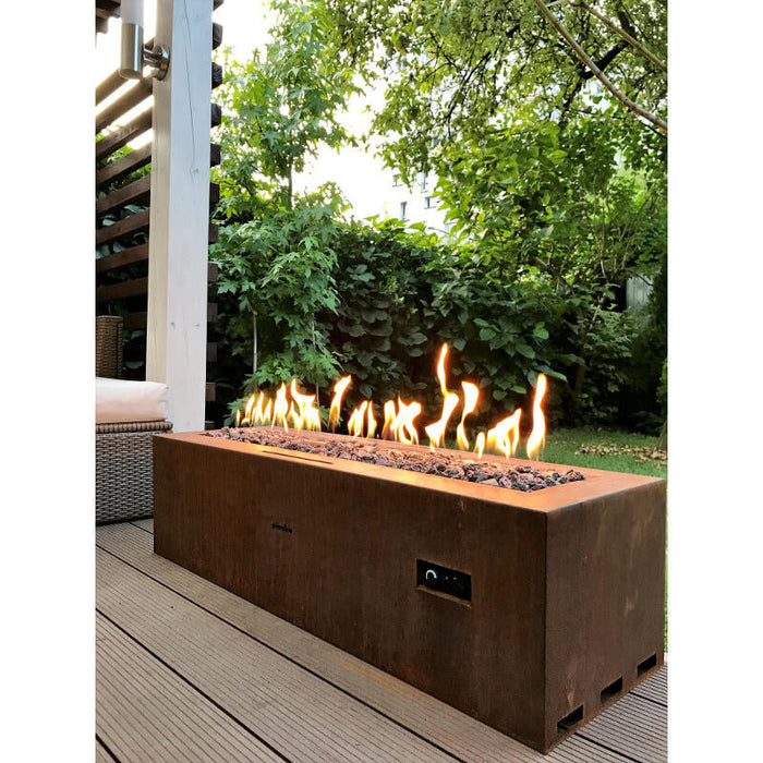 Galio Linear Gas Fire Pit Corten Automatic