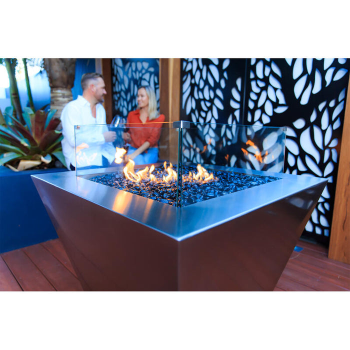 Gas Fire Pit Square Stainless Steel 1m