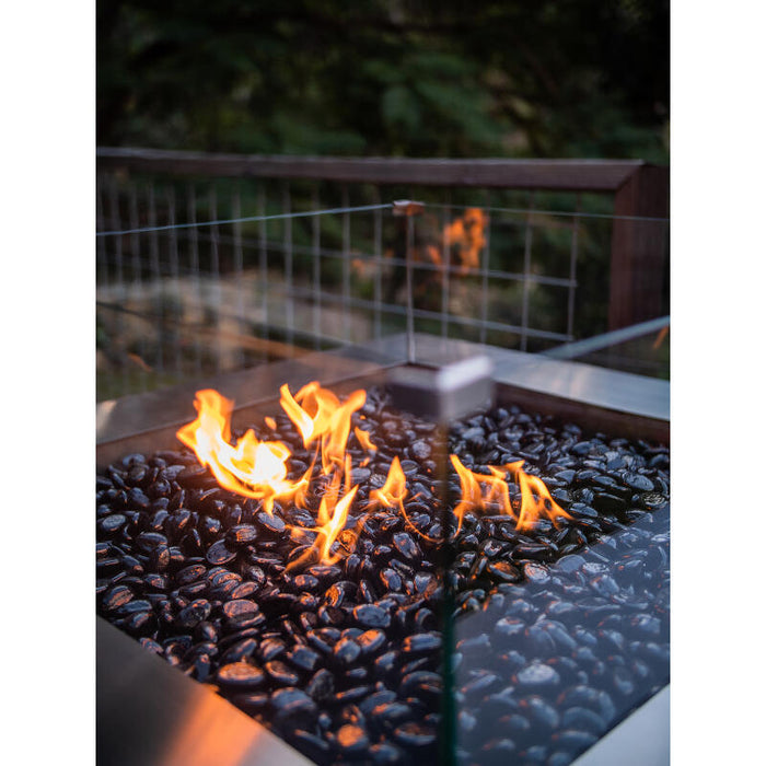 Gas Fire Pit Square Stainless Steel 1m